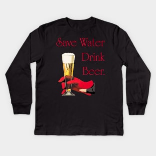 Save water drink beer tee Kids Long Sleeve T-Shirt